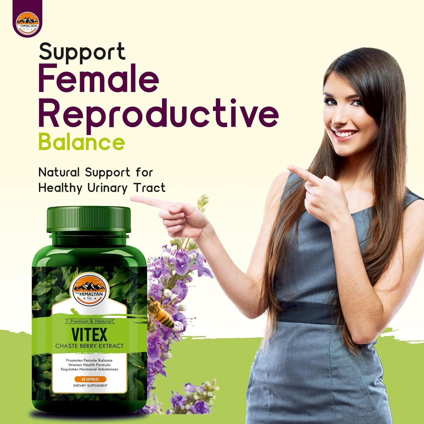 THE HIMALYAN CO Vitex Chasteberry capsules Supplement for Women, Chasteberry Extract, Promotes Female Balance, Women Health Formula, Helps Sooth Symptoms of PMS and Menopause, 60 capsules