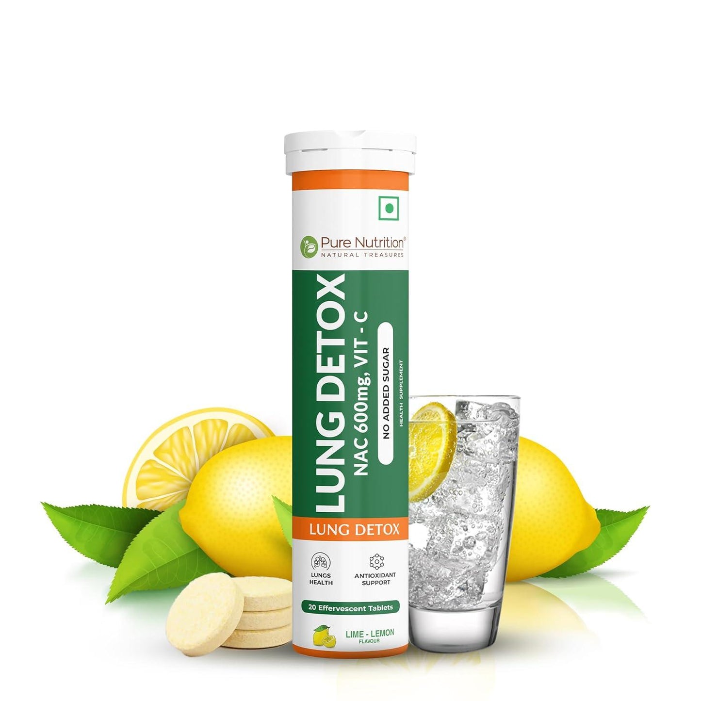 Pure Nutrition Lung Detox Effervescent Tablets (Lemon Flavor) - 20 Tablets