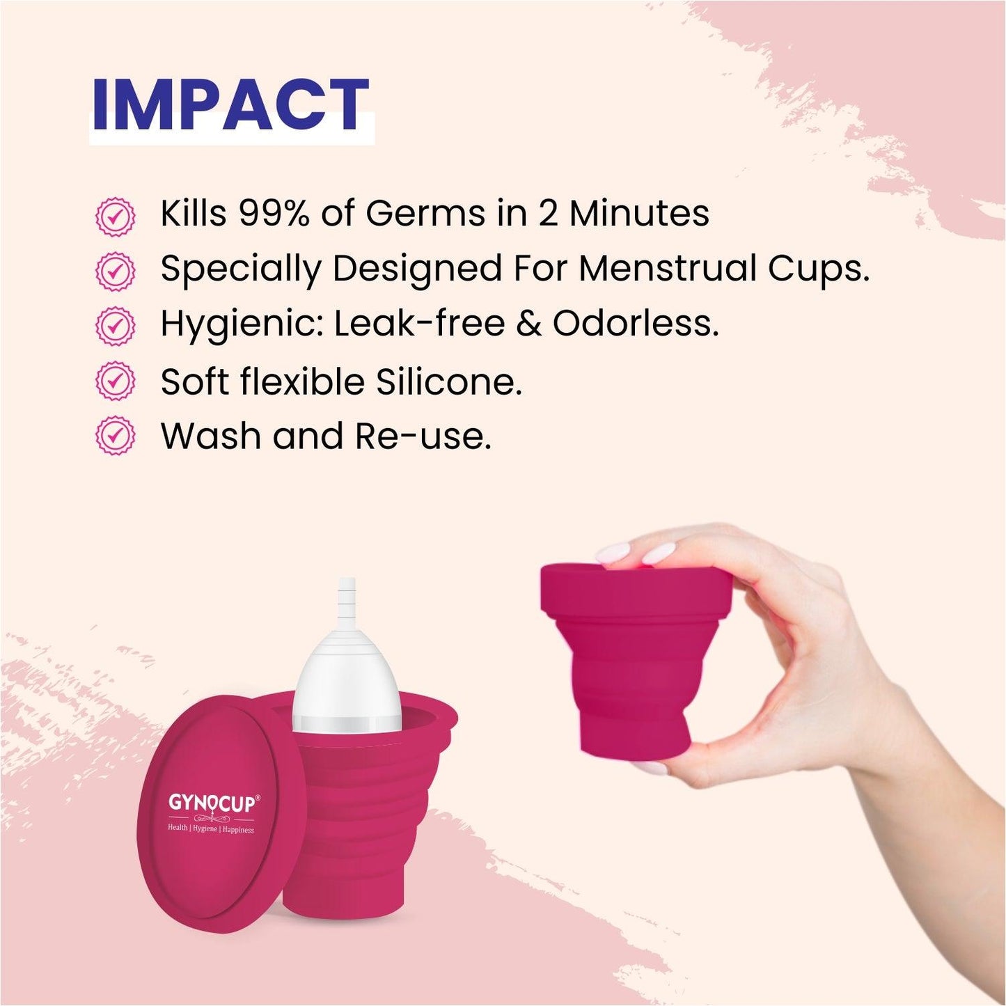 MildCares Menstrual Cup with Sterilizer Container | Safe, Easy-to-Use & Comfortable | White | Large