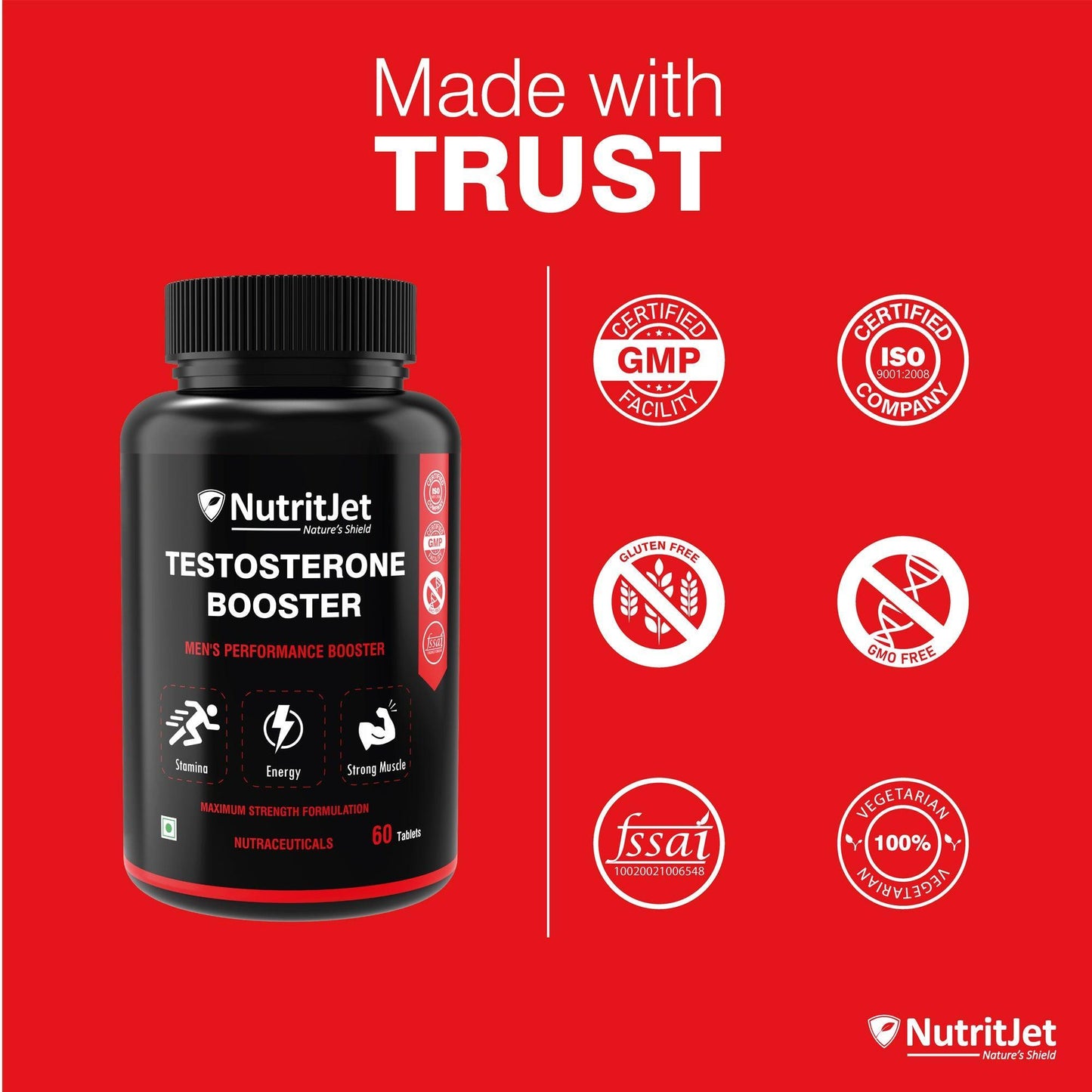NutritJet Testosterone Booster Tablet - 60 Tablets