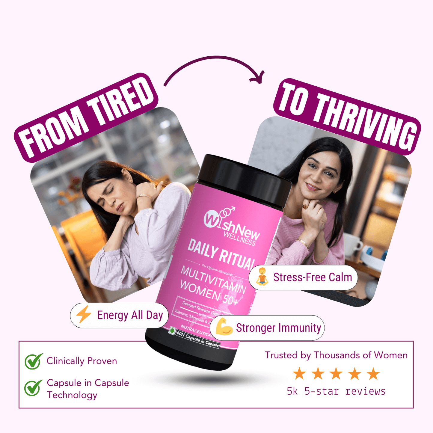 Wishnew Wellness Daily Ritual Multivitamin Women 50+ Capsule - 60 Capsules