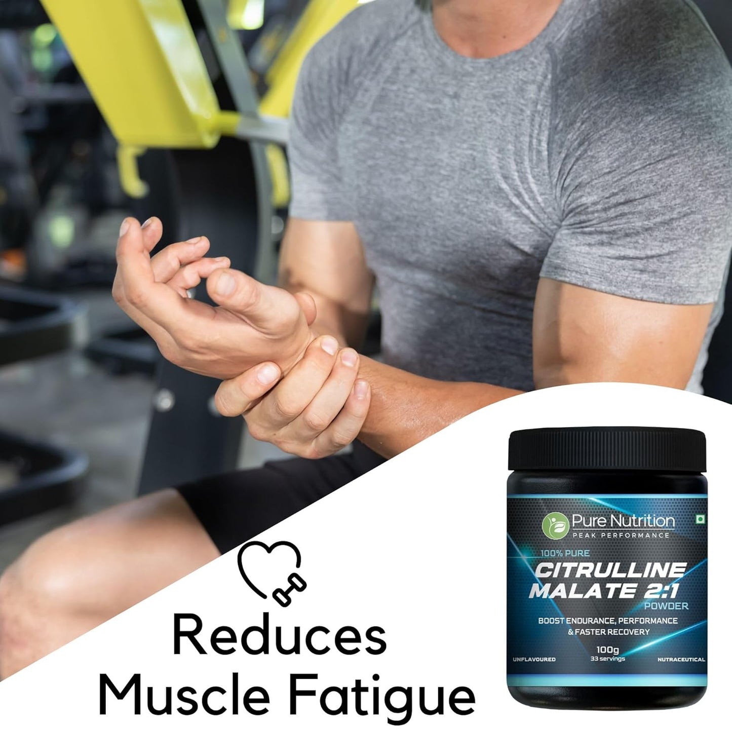 Pure Nutrition L-Citrulline Malate 2:1 Powder | 100% Pure & Unflavoured | Boosts Stamina, Enhances Performance, Speeds Muscle Recovery & Reduces Fatigue | Ideal Pre-Workout for Men & Women