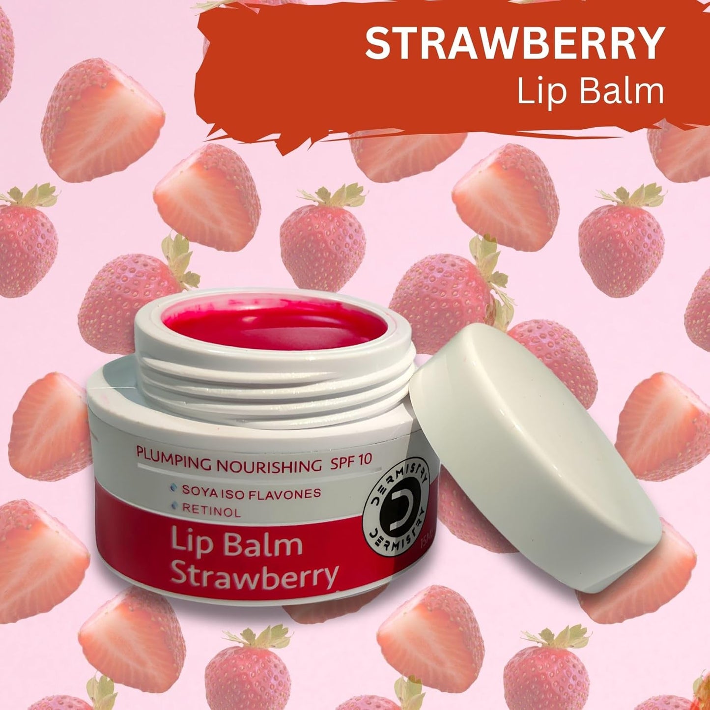 Dermistry Lip Balm for Plumping Nourishing Lightening Balm Strawberry