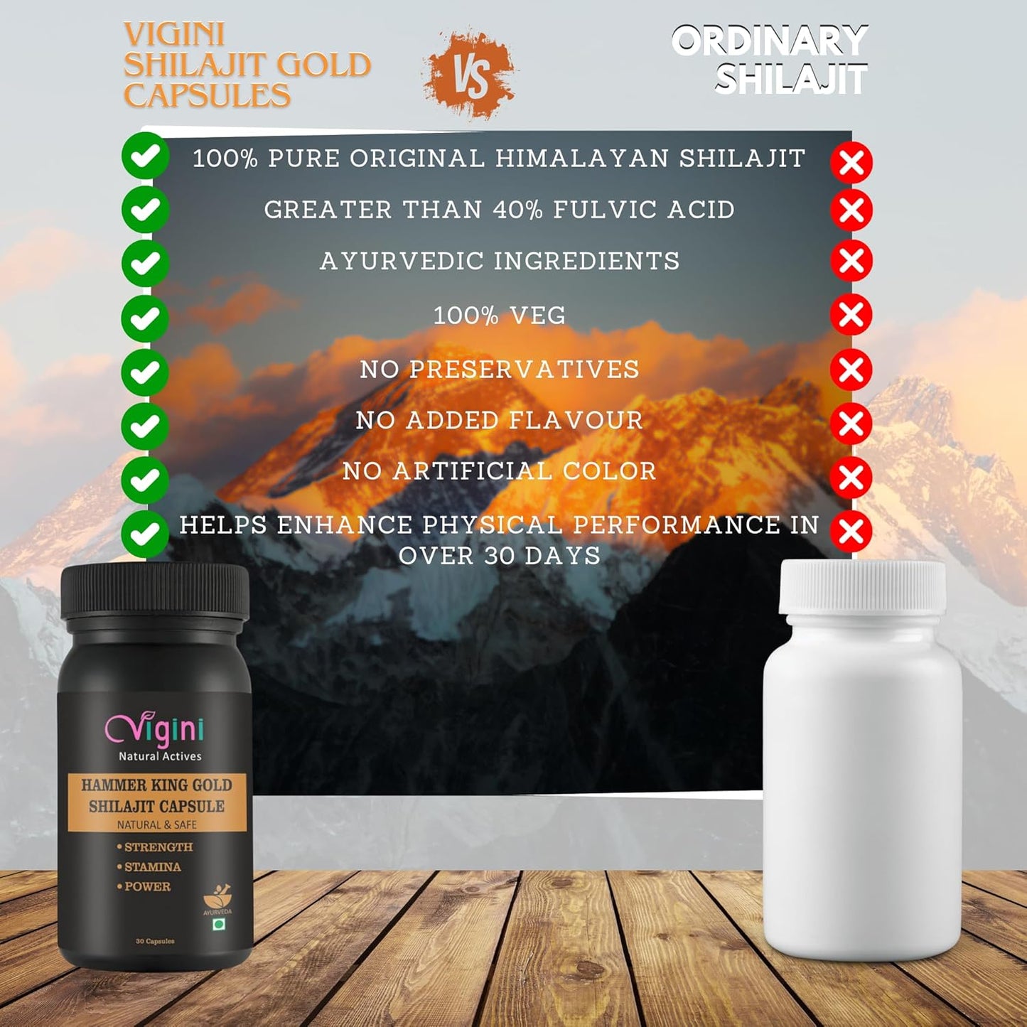 Vigini Hammer King Gold Shilajit Capsule - 30 Capsules