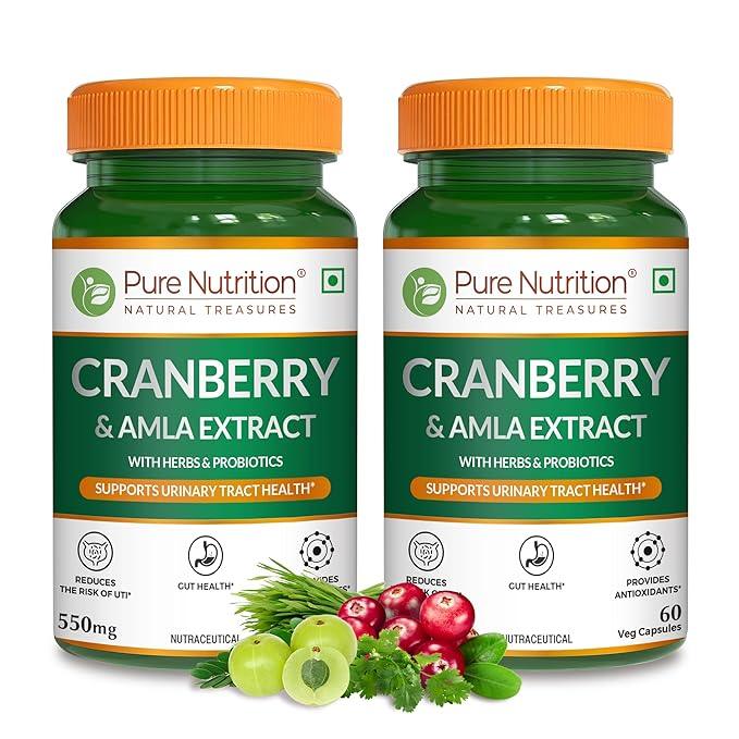 Pure Nutrition Cranberry & Amla Extract Capsule - 550mg Veg Capsule