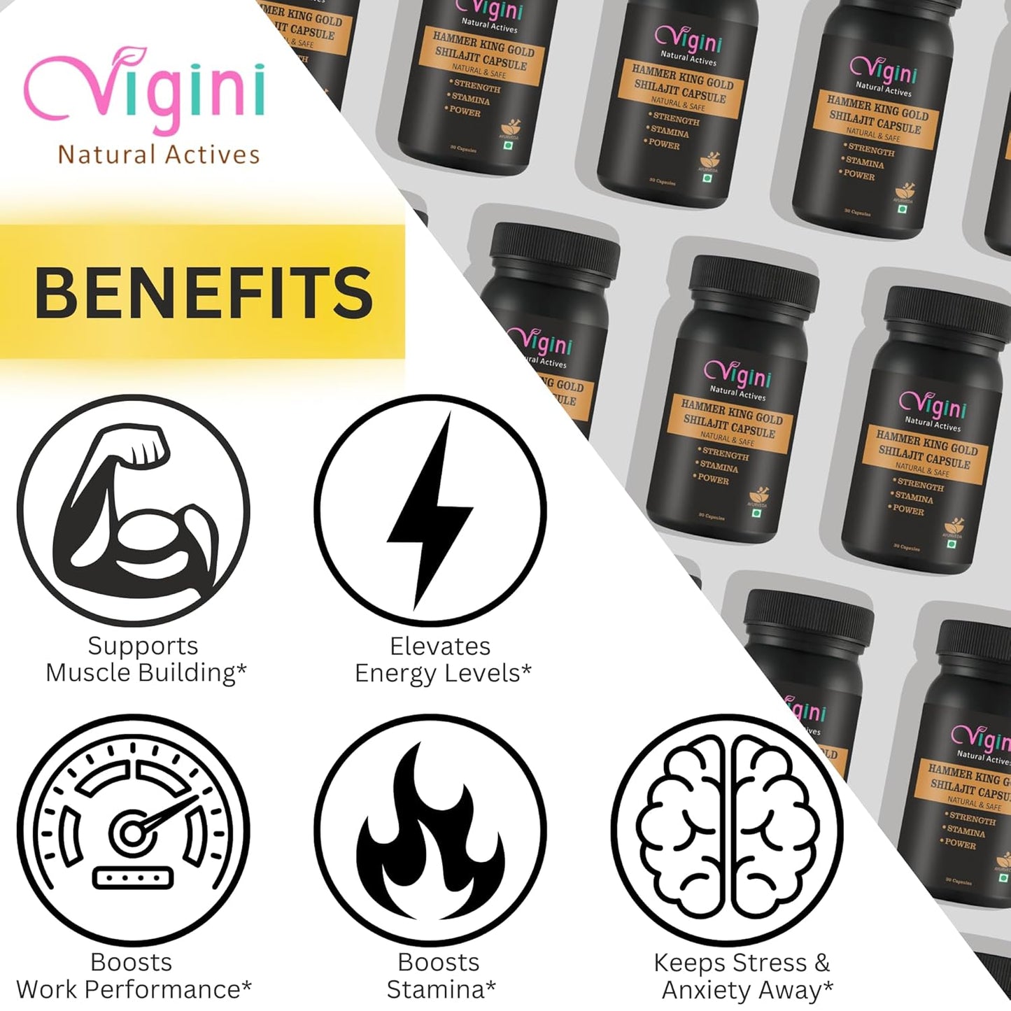 Vigini Hammer King Gold Shilajit Capsule - 30 Capsules