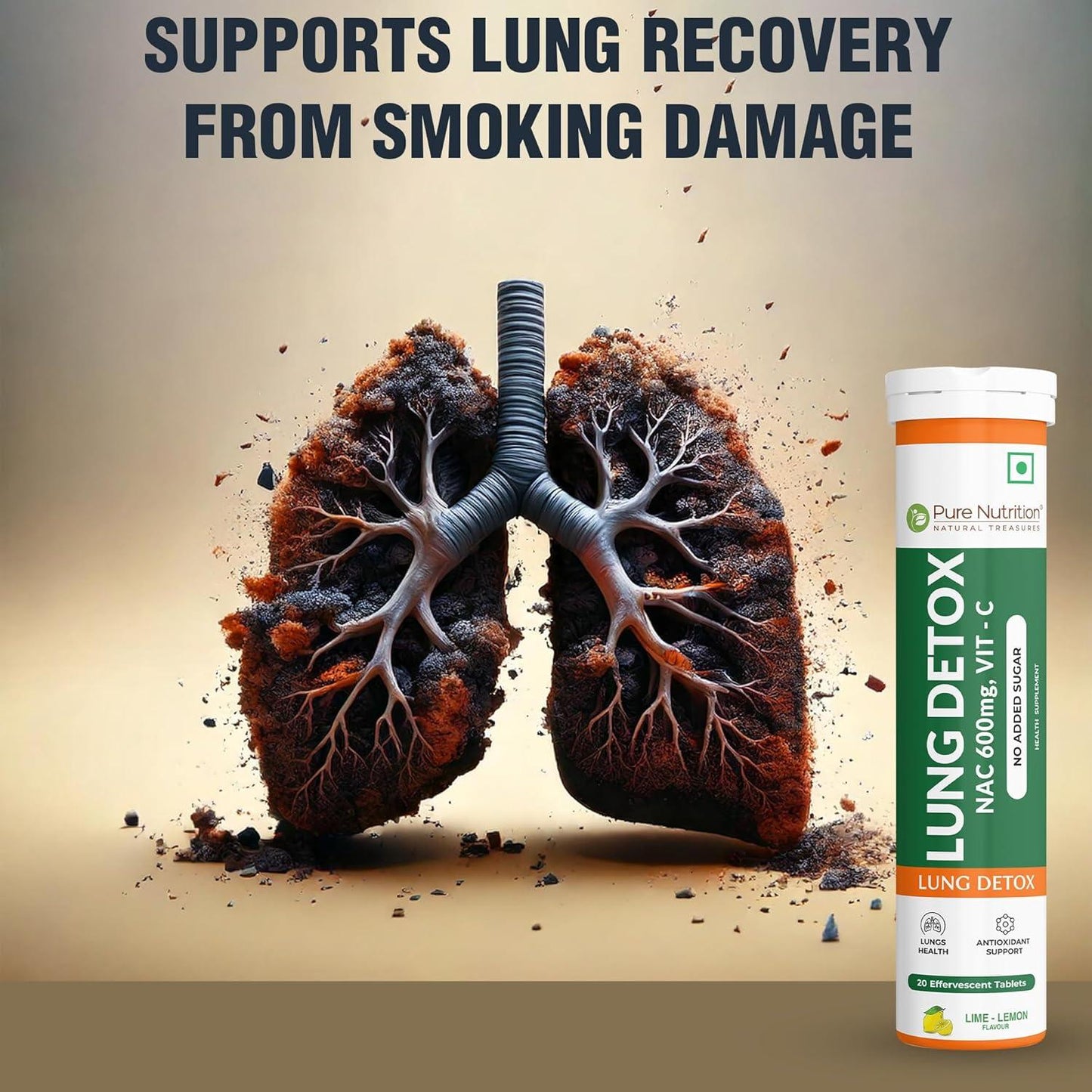 Pure Nutrition Lung Detox Effervescent Tablets (Lemon Flavor) - 20 Tablets