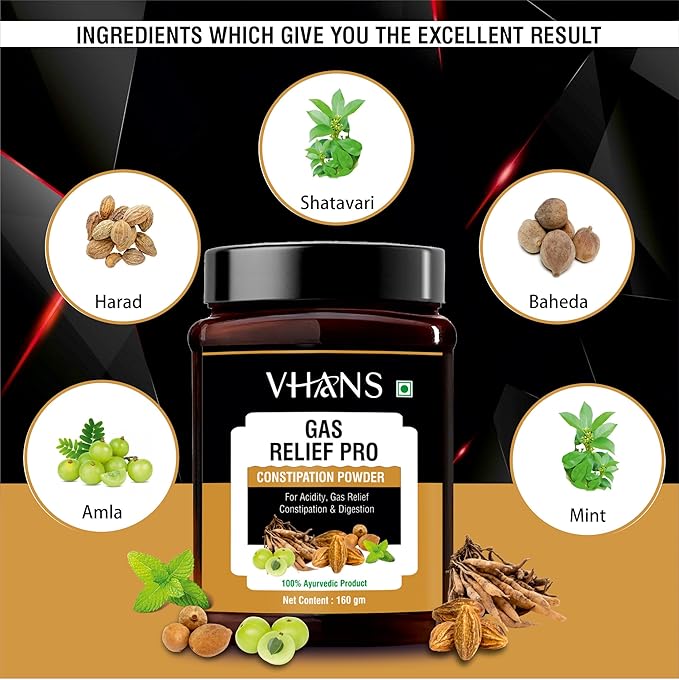 Vhans Ayurvedic Gas Relief and Constipation Powder (160 Grams)
