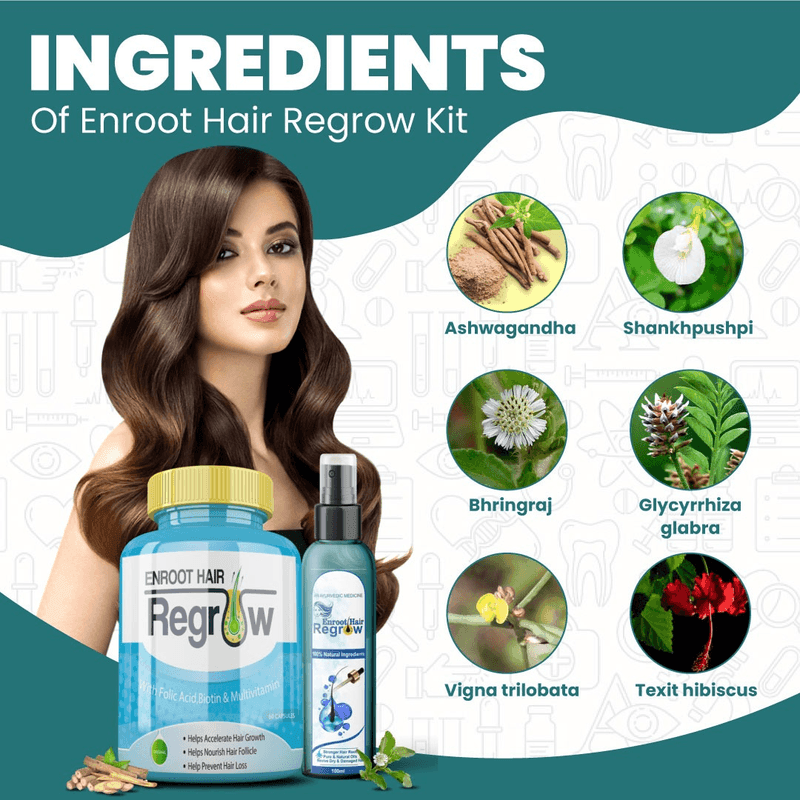 Divya Shree Enroot Hair Regrow Capsule & Oil Nourish & Cleanse Hair Kit ( Combo Pack )
