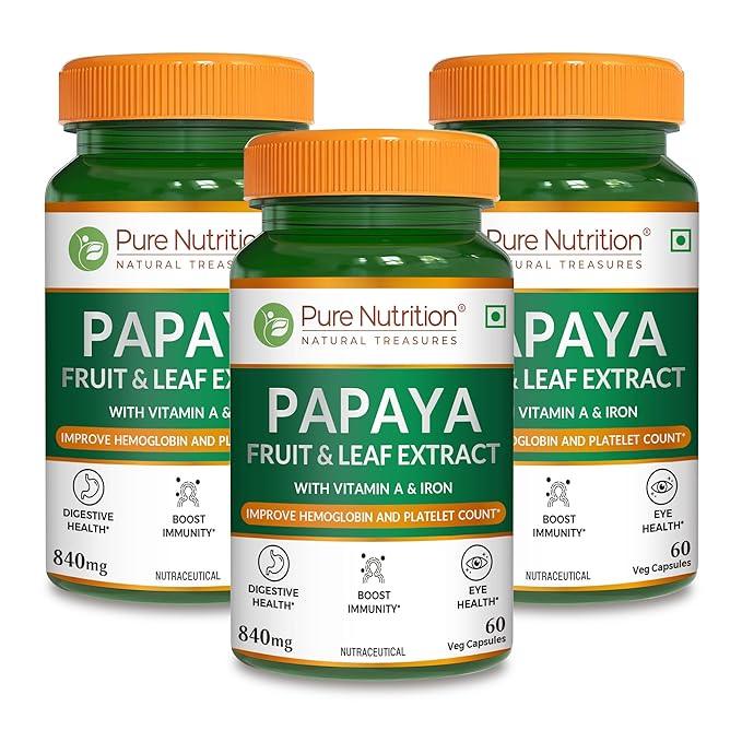 Pure Nutrition Papaya Fruit & Leaf Extract 600mg Veg Capsule
