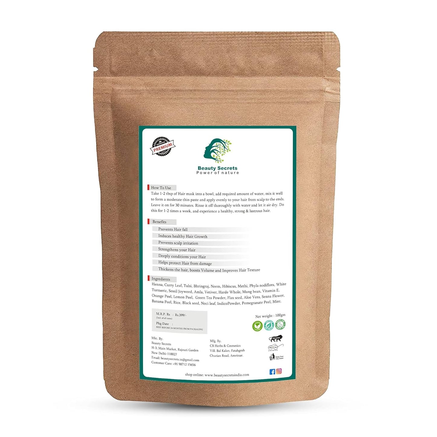 Beauty Secrets Ayurvedic Hair Mask - 100gm