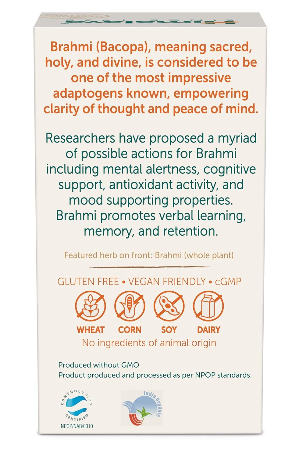 Himalaya Organic Brahmi Caplet | Mind Wellness| Improve Alertness - 30 Caplet