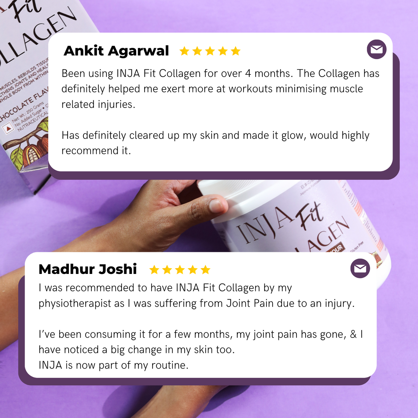 Inja Fit Collagen Powder for Muscle, Joint & Tissue Health | Flavour Powder Chocolate - 250gm Powder