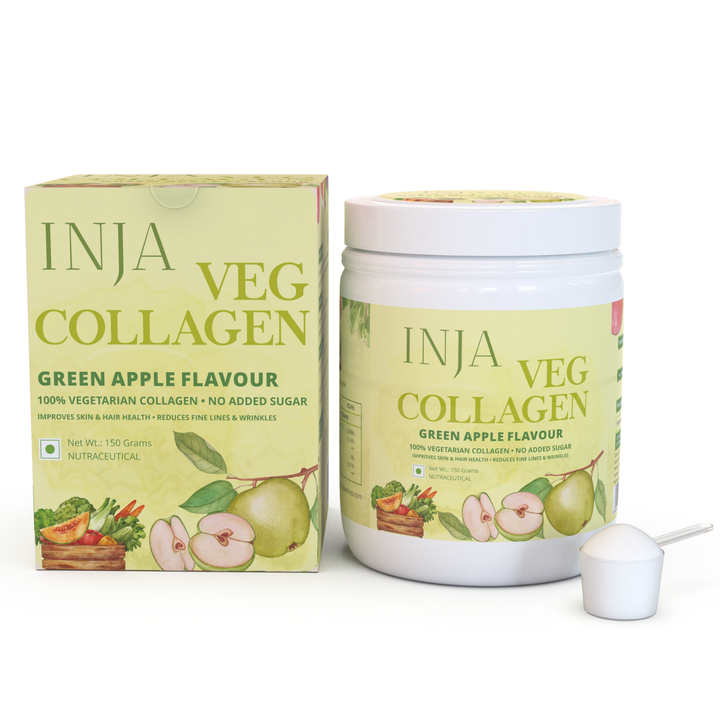 Inja Veg Collagen Powder Green Apple - 150gm Powder