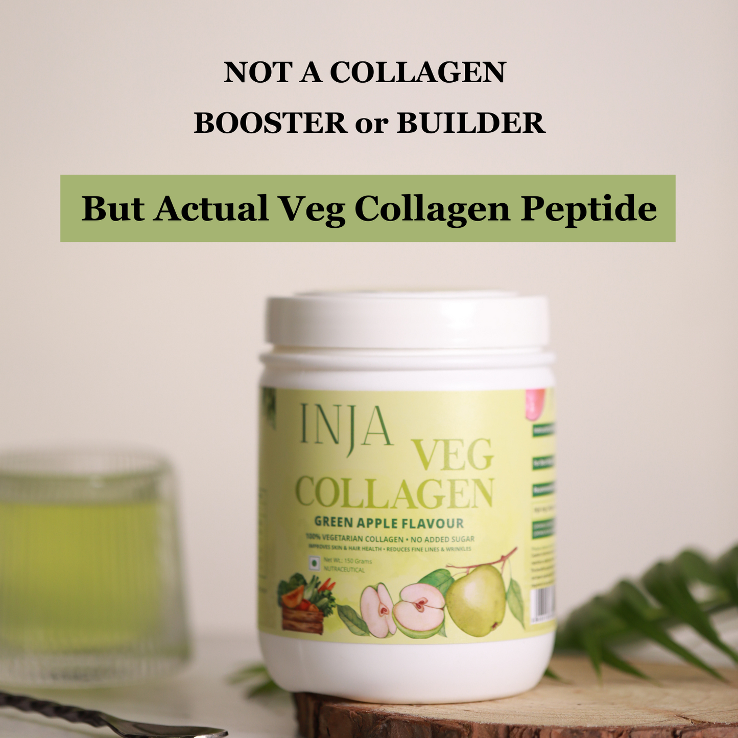 Inja Veg Collagen Powder Green Apple - 150gm Powder