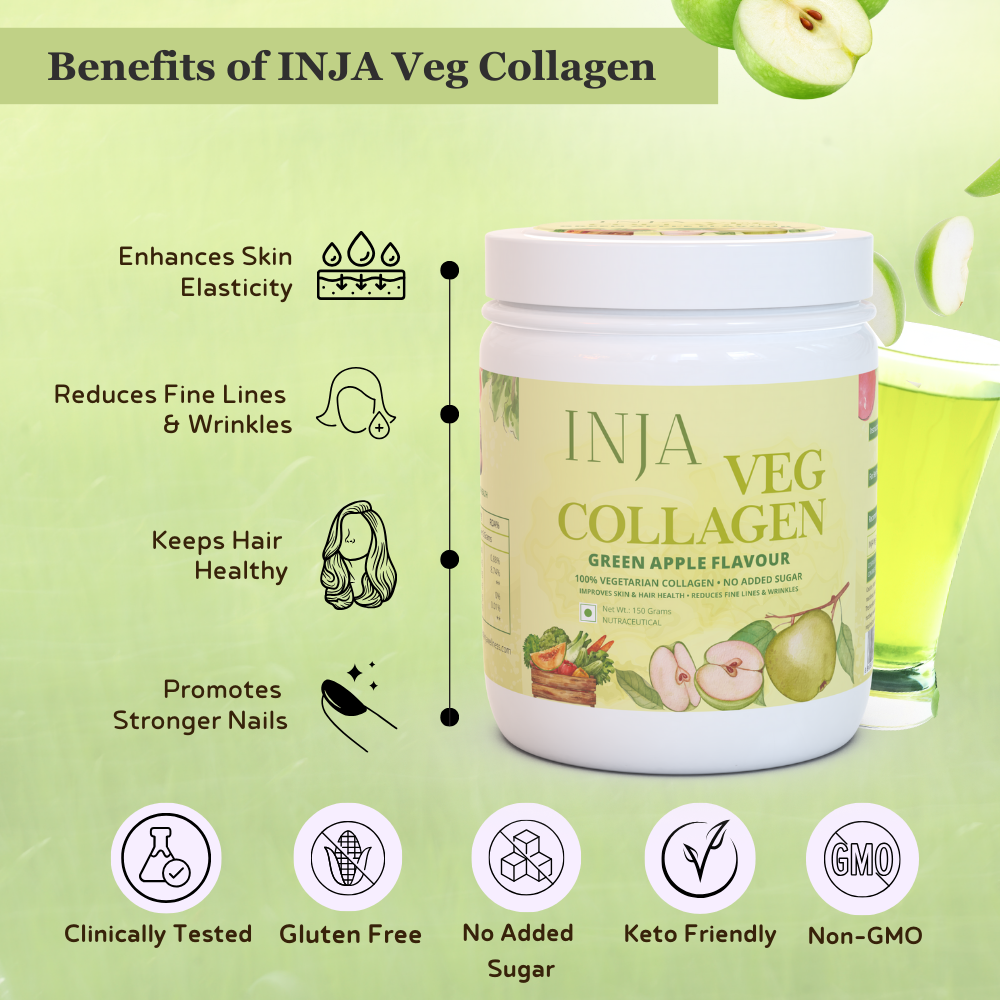 Inja Veg Collagen Powder Green Apple - 150gm Powder