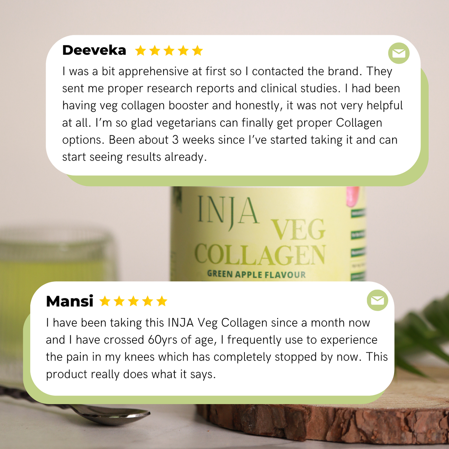 Inja Veg Collagen Powder Green Apple - 150gm Powder