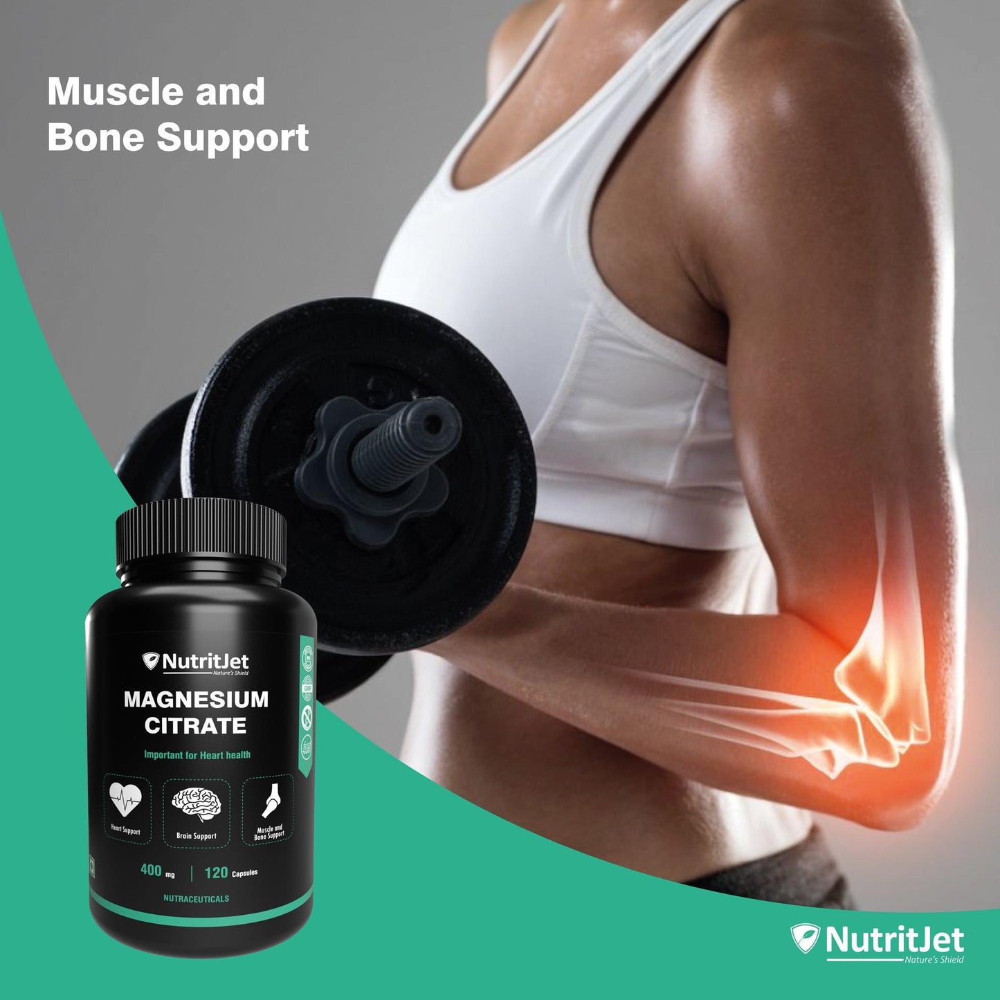 NutritJet Magnesium Citrate Capsule 400mg - 120 Capsules