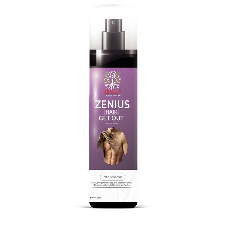 Zenius Hair Get Out Spray - Hair Removal Spray for Painless Body Hair Removal - 100ml Spray