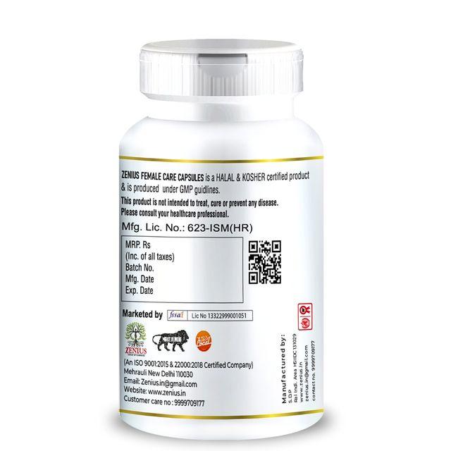 Zenius Females Care Capsules - White Discharge Medicine for Leucorrhoea and Female Health Care - 60 Capsules