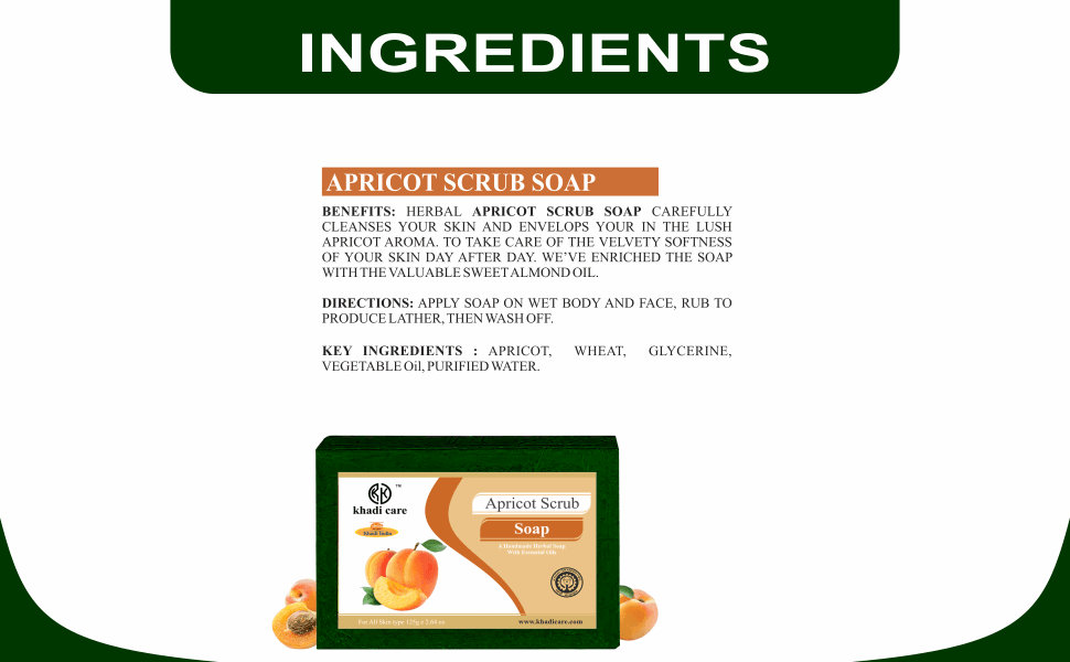 Khadi Care Herbal Apricot Scrub Soap - 125g