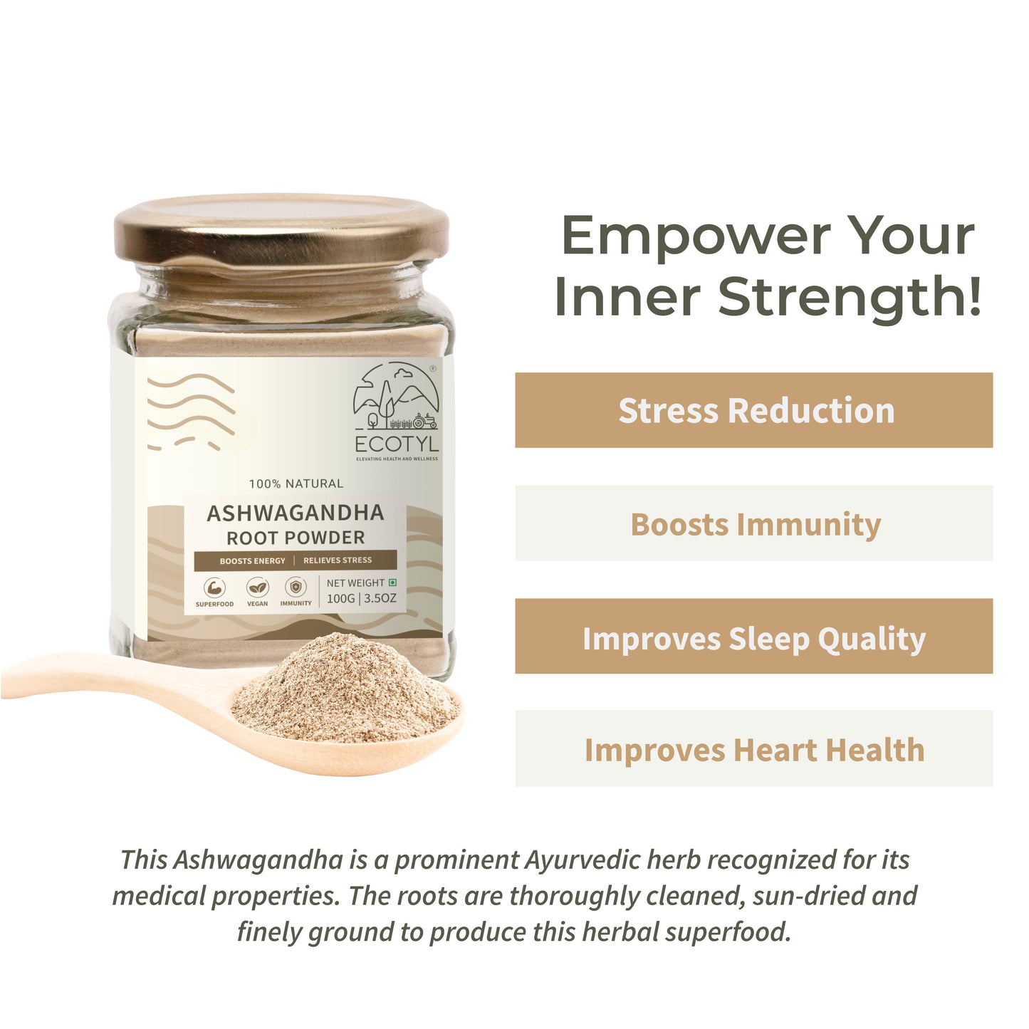 Ecotyl Ashwagandha Root Powder - 100gm