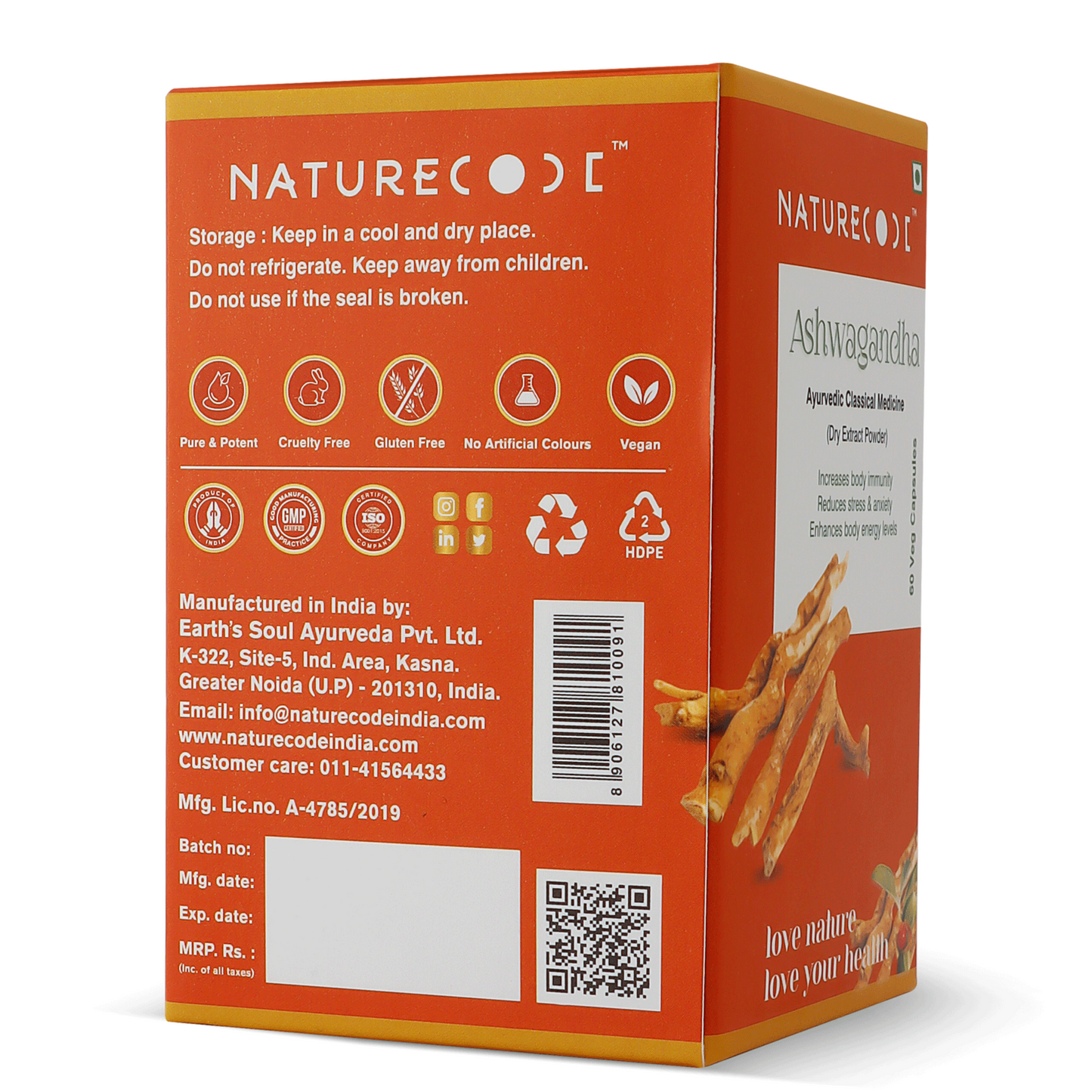 Nature Code Ashwagandha Veg Capsule - 60 Capsules