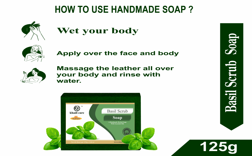 Khadi Care Herbal Basil Scrub Soap - 125g