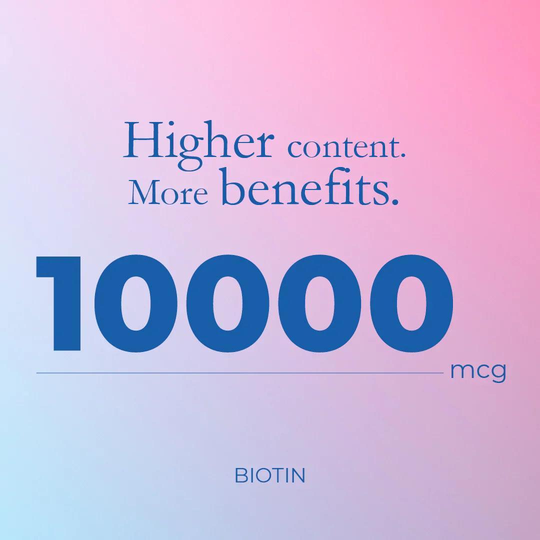 ZEROHARM Biotin 10000 mcg for Hair Growth - Vitamin B7 from Sesbania Grandiflora - Supports Skin Hydration & Nail Strength - For Men & Women - 60 Veg Tablets