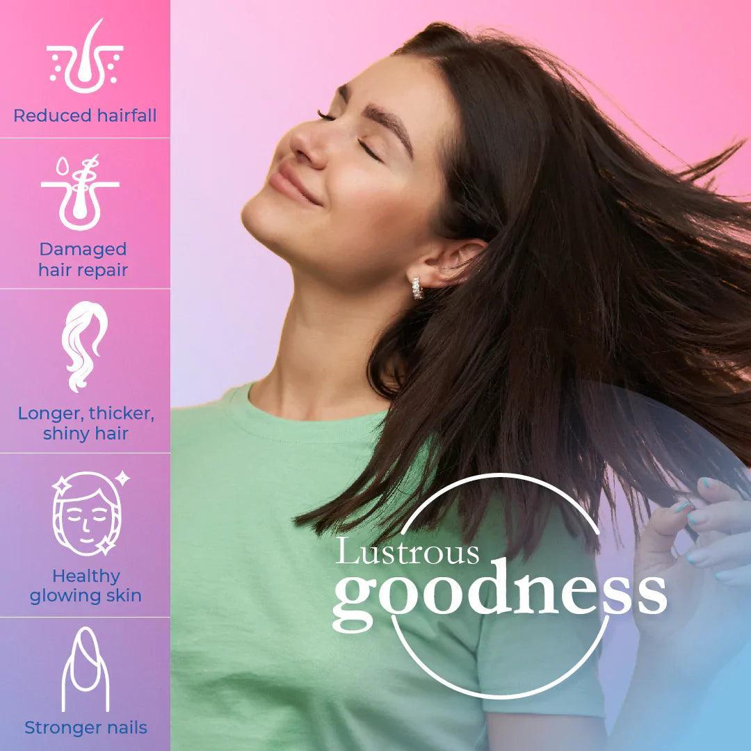 ZEROHARM Biotin 10000 mcg for Hair Growth - Vitamin B7 from Sesbania Grandiflora - Supports Skin Hydration & Nail Strength - For Men & Women - 60 Veg Tablets