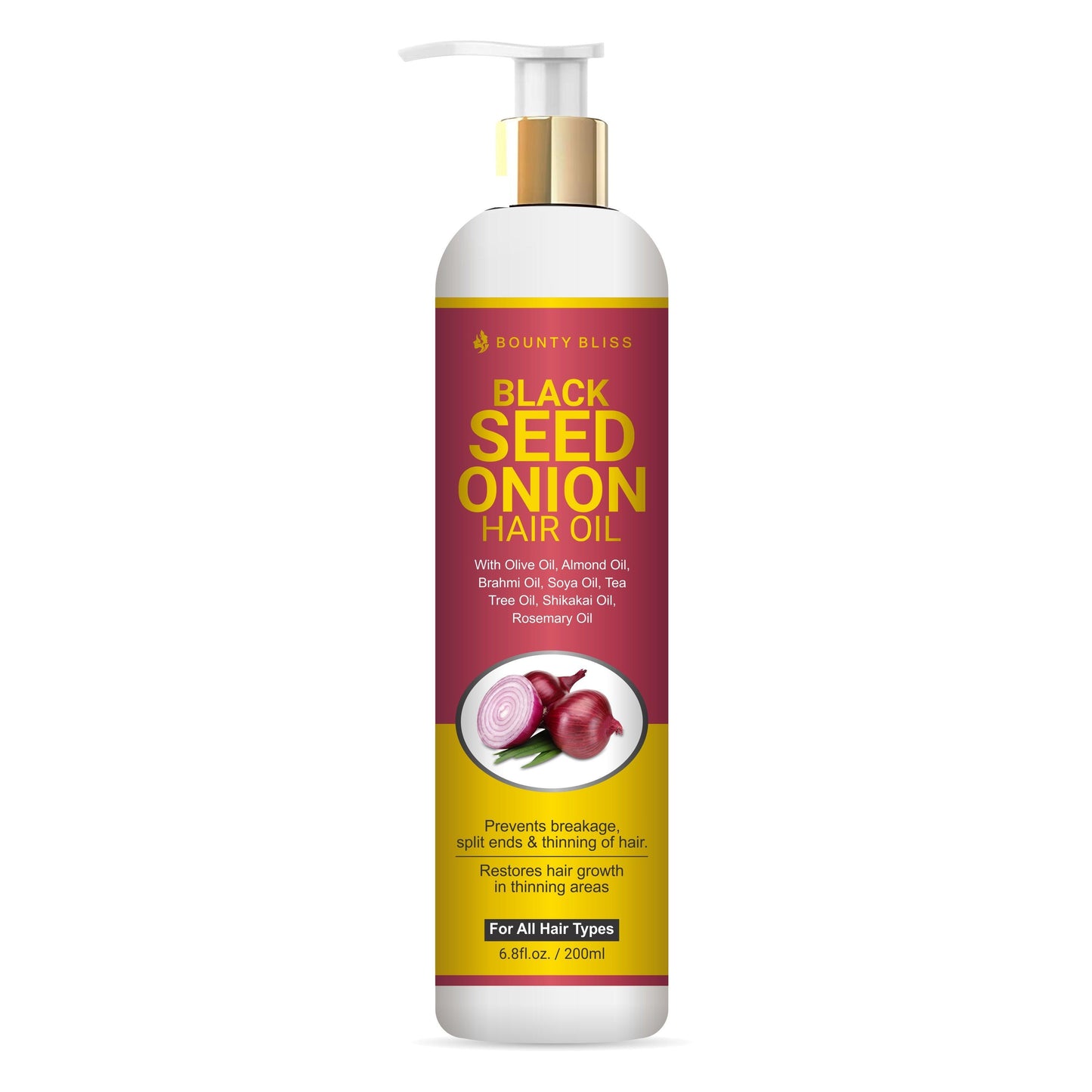 Bounty Bliss Black Seed Onion Oil - Anti-Hair fall Hair Oil Nourishes Scalp & Stimulates Roots Reduces Hair fall & Breakage Repairs Damaged Hair Boosts Hair Thickness - 200ml