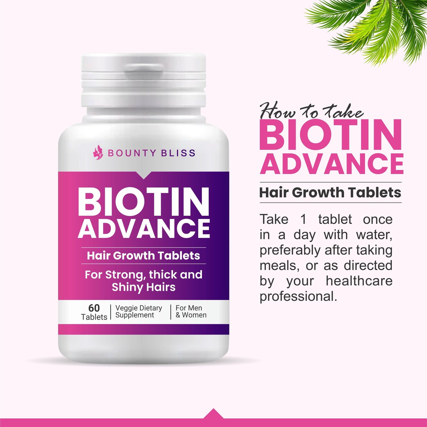 Bounty Bliss Biotin Advance Hair Growth Tablets - 60 Tablets