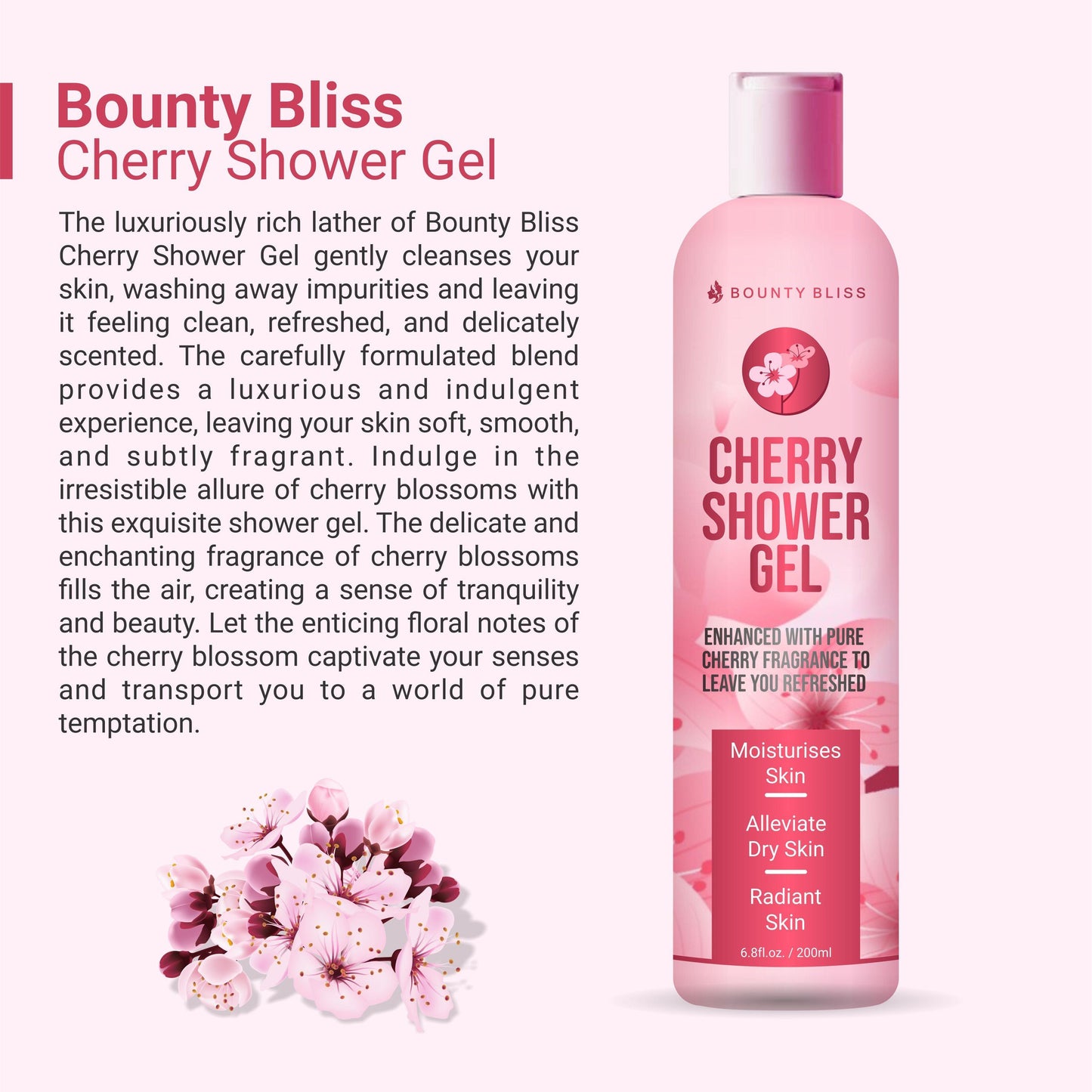 Bounty Bliss Cherry Shower Gel Moisturizing Body Wash - 200ml