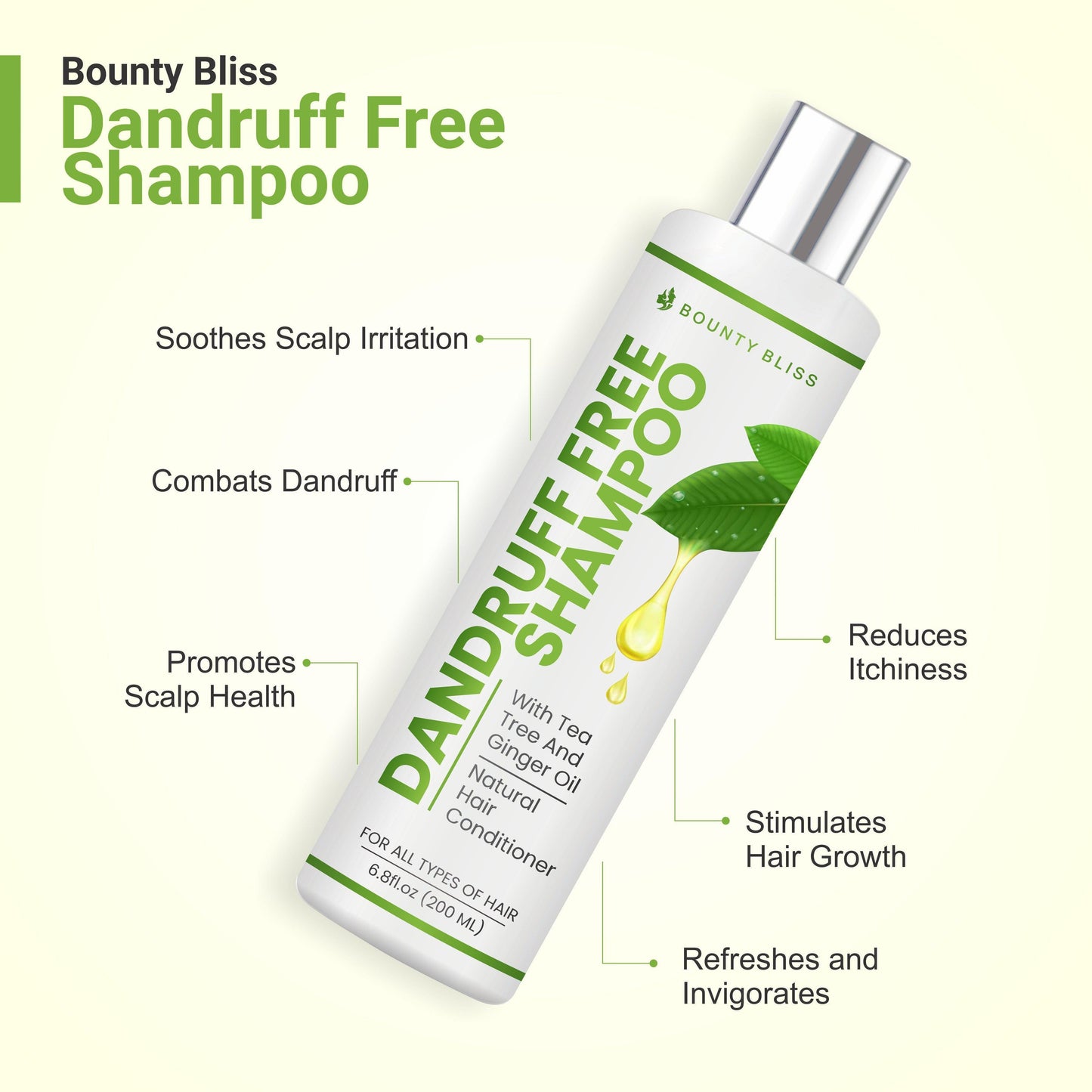 Bounty Bliss Dandruff Free Shampoo with Tea Tree & Ginger Oil – 200ml