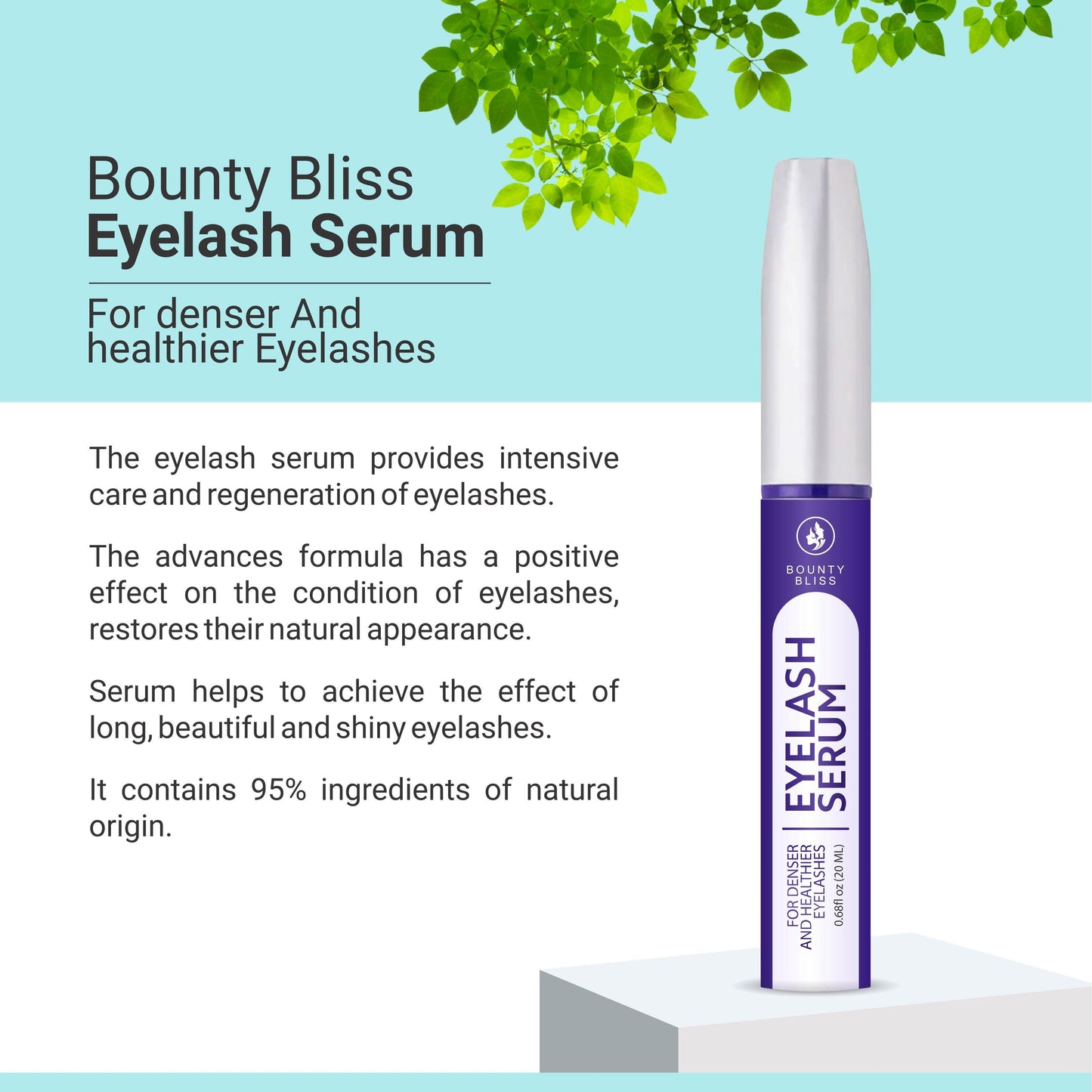 Bounty Bliss Eyelash Serum For Thicker & Fuller Brows & Lashes 100% Eye Safe & Fragrance Free - 20ml