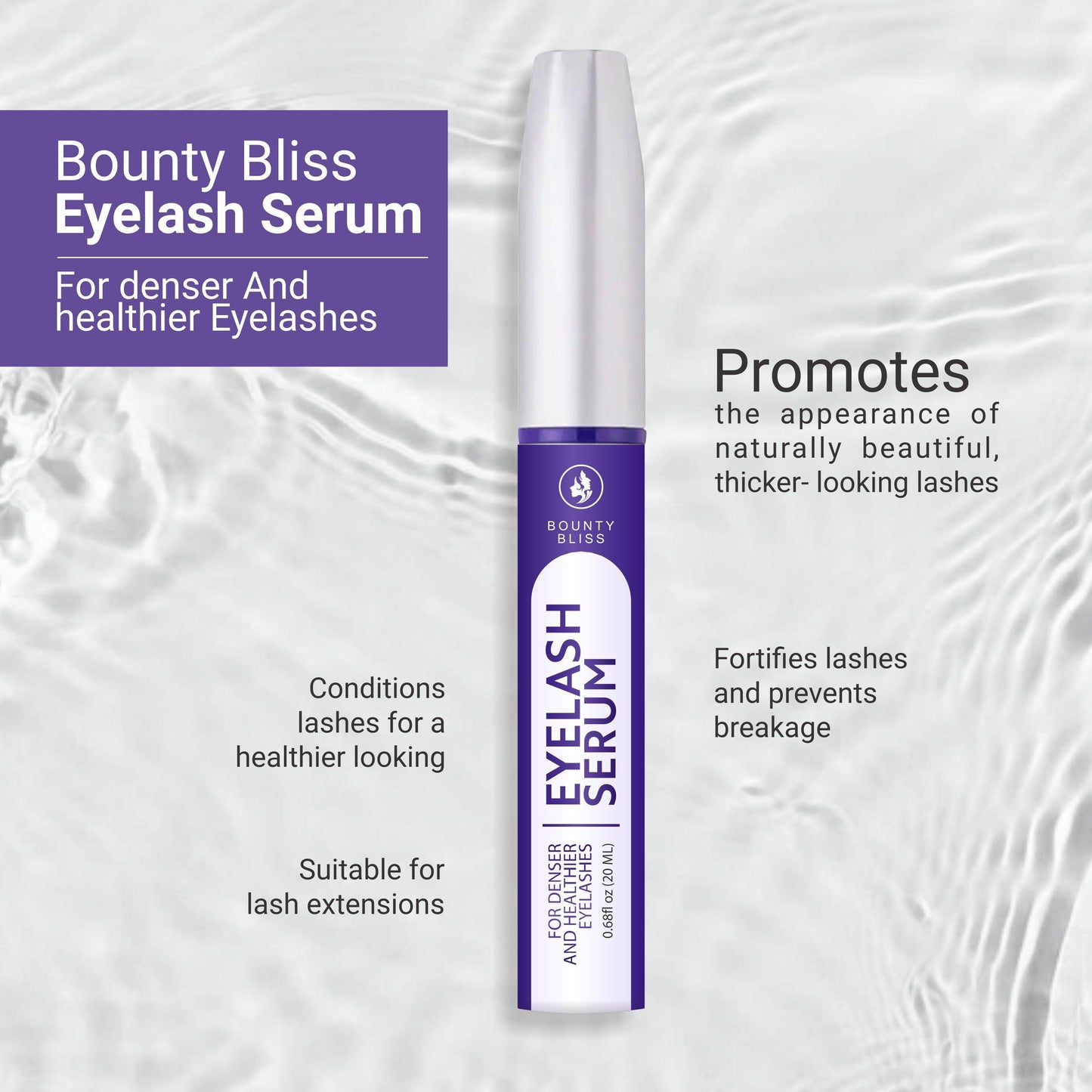 Bounty Bliss Eyelash Serum For Thicker & Fuller Brows & Lashes 100% Eye Safe & Fragrance Free - 20ml