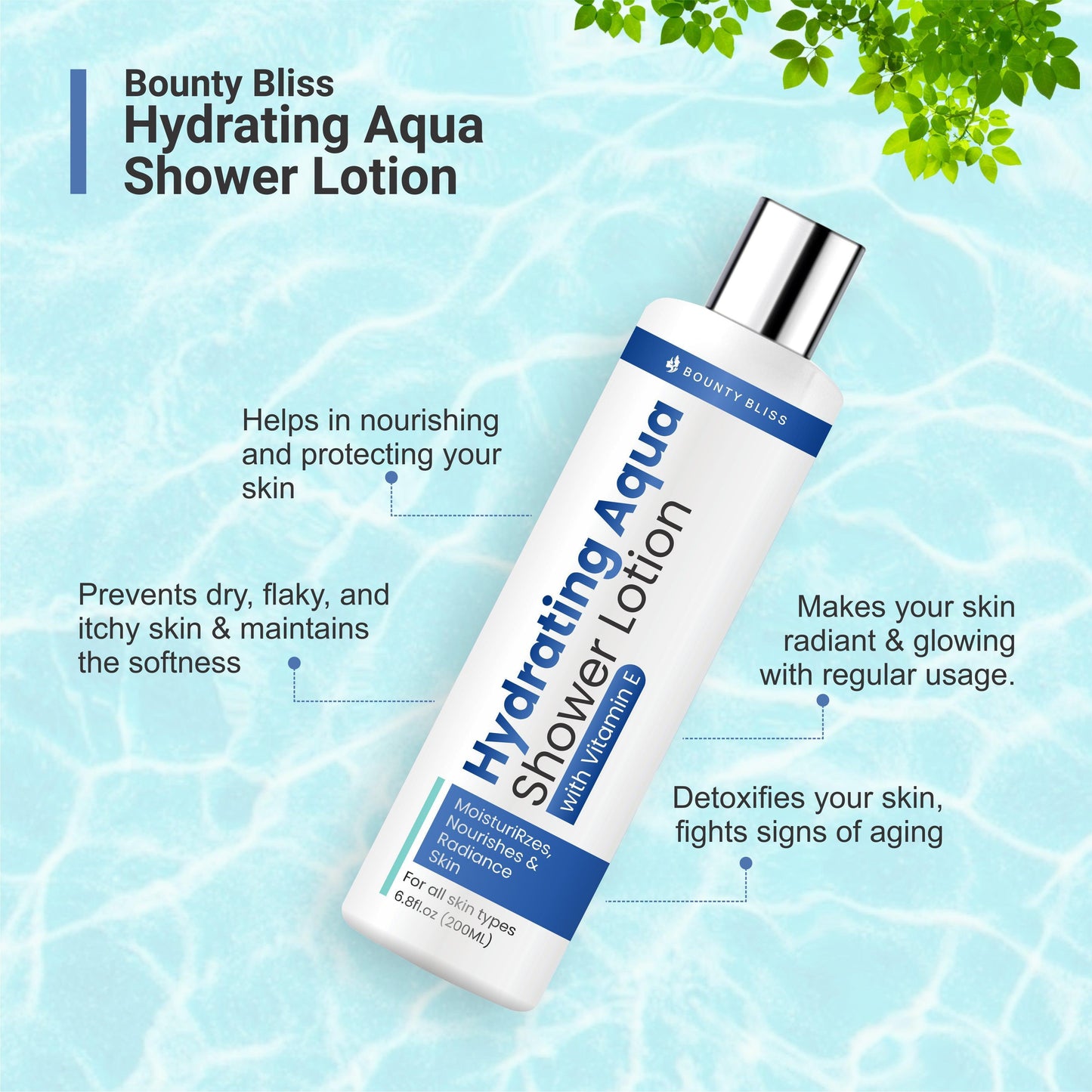 Bounty Bliss Hydrating Aqua Shower Lotion - Nourishing Moisture for Refreshed Skin - 200ml