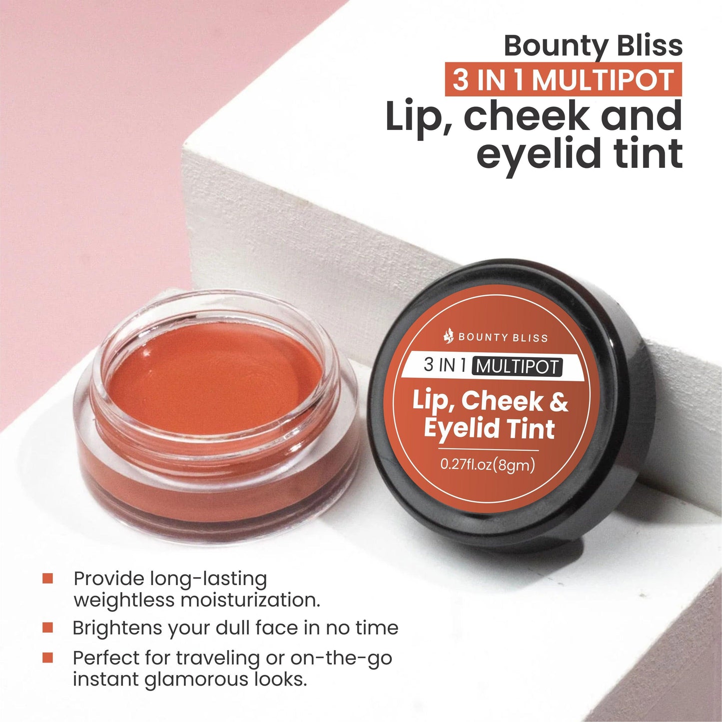 Bounty Bliss Lip, Cheek and Eyelid Tint ( Deep Peach Pink) For Lips & Cheeks Enriched with Natural Fruit Extracts