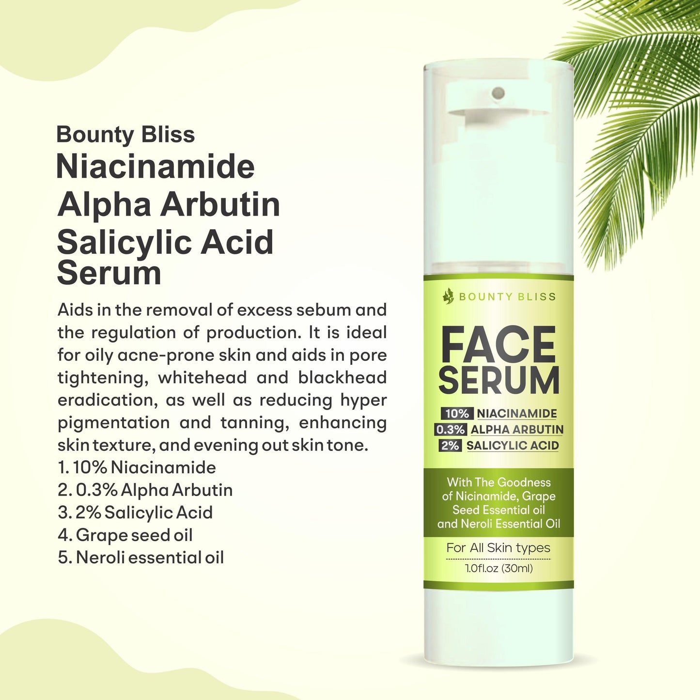 Bounty Bliss Niacinamide Alpha Arbutin Salicylic Acid Serum For Acne - 30ml