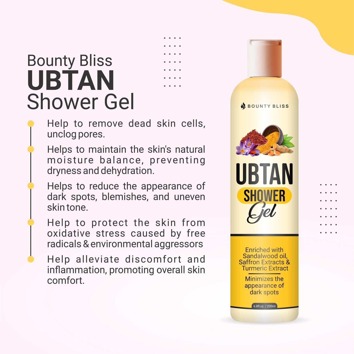 Bounty Bliss Ubtan Shower Gel - Nourishing Natural Cleanser for Glowing Skin - 200ml