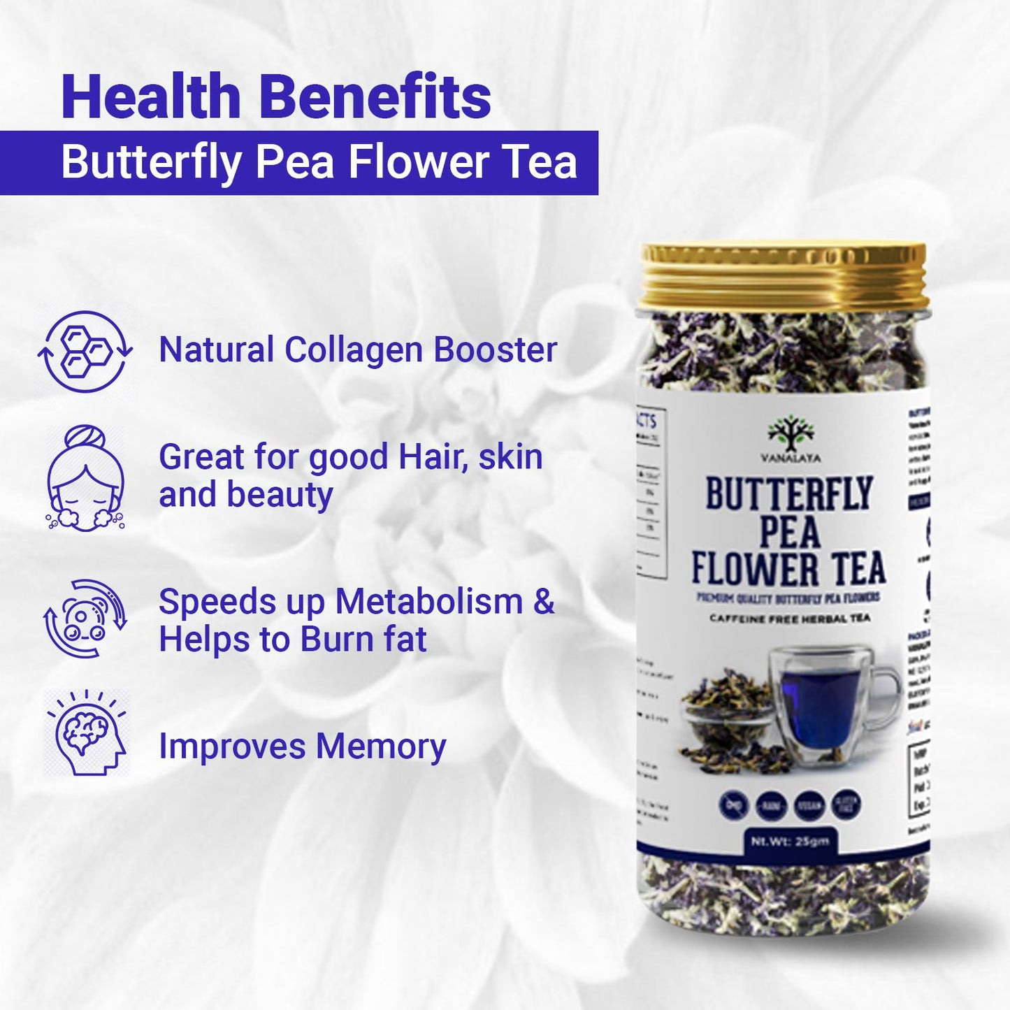 Vanalaya Butterfly Pea Flower Tea - 25gm