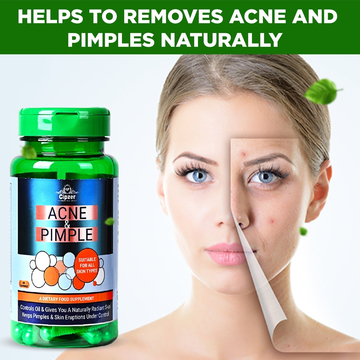 Cipzer Acne & Pimples 60 Capsules | Herbal Skin Care for Clear, Glowing Skin & Oil Control Naturally