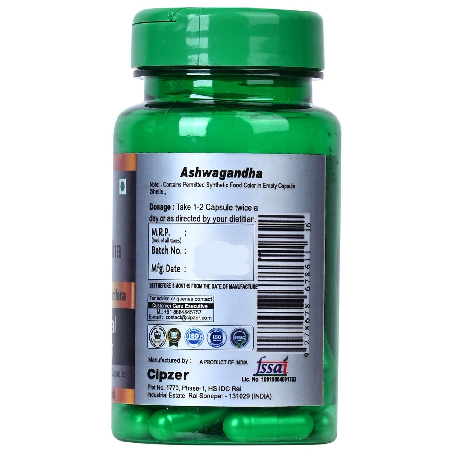 Cipzer Ashwagandha Capsules | Stress Relief, Immunity Boost, Stamina, Energy & Vitality Support