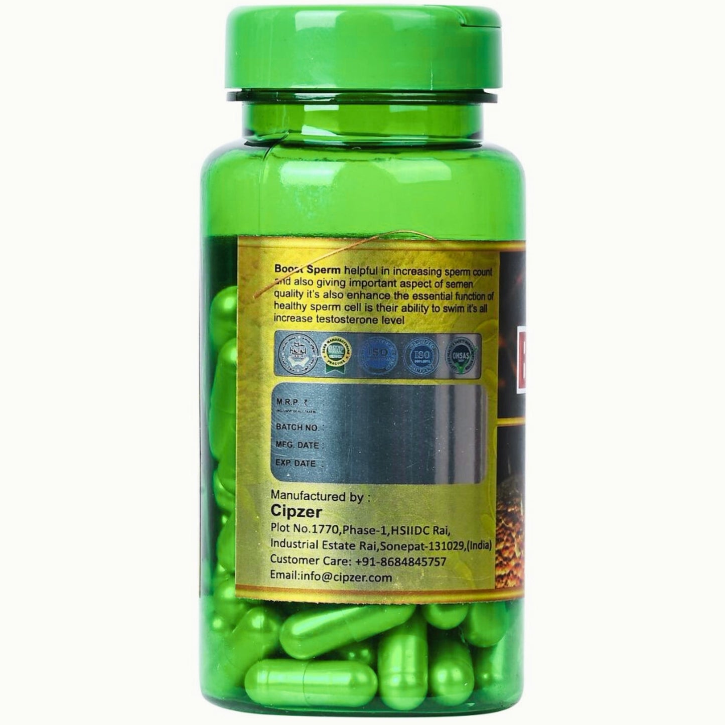 Cipzer Boost Sperm Capsule - 60 Capsules | Useful In Increasing The Sperm Count & Sperm Quality