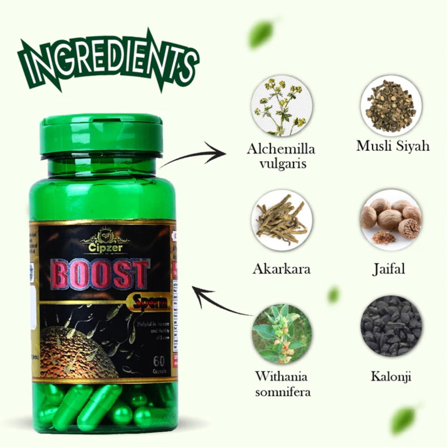 Cipzer Boost Sperm Capsule - 60 Capsules | Useful In Increasing The Sperm Count & Sperm Quality