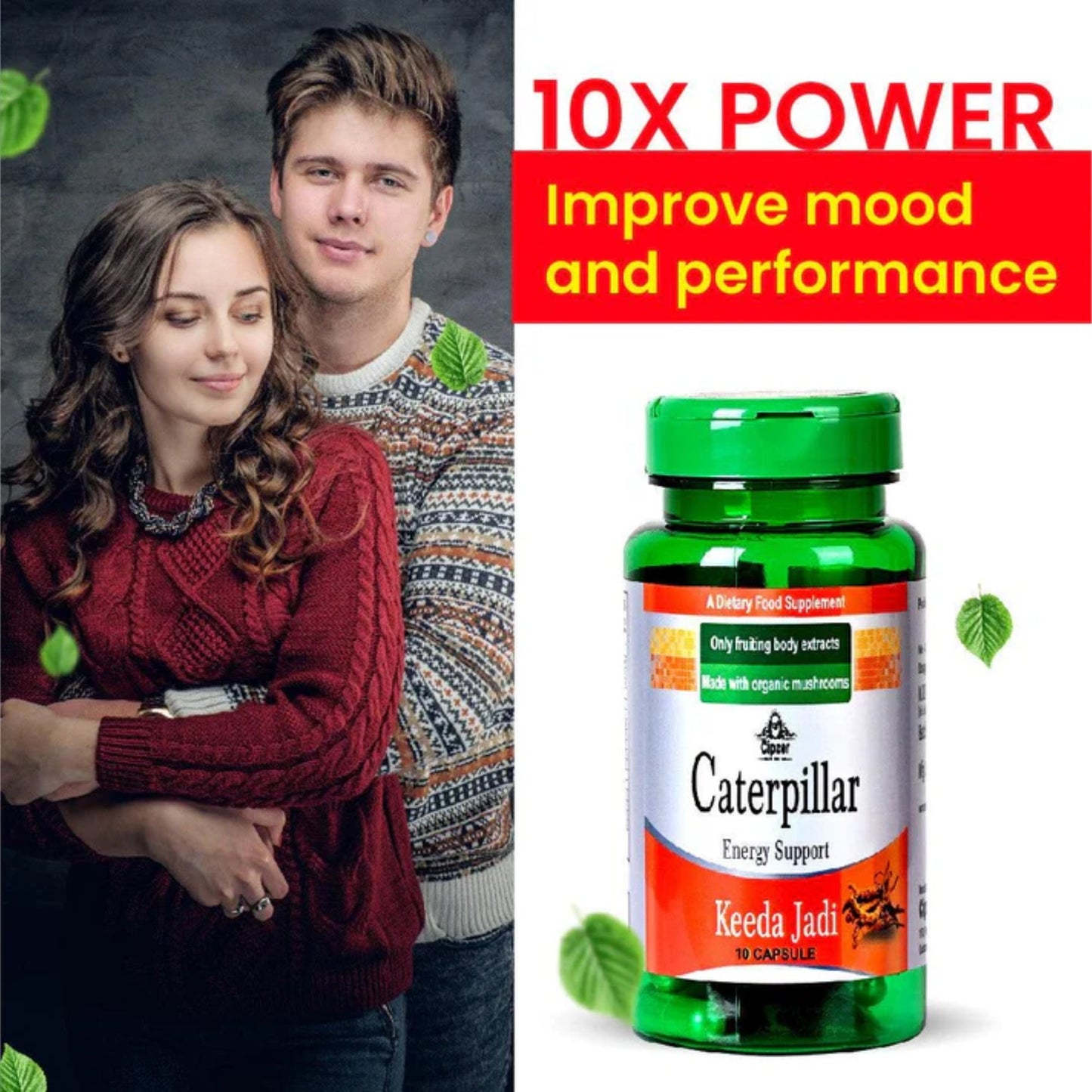 Cipzer Caterpillar Keeda Jadi 10 Capsules | Natural Energy, Stamina, Immunity & Strength Enhancer