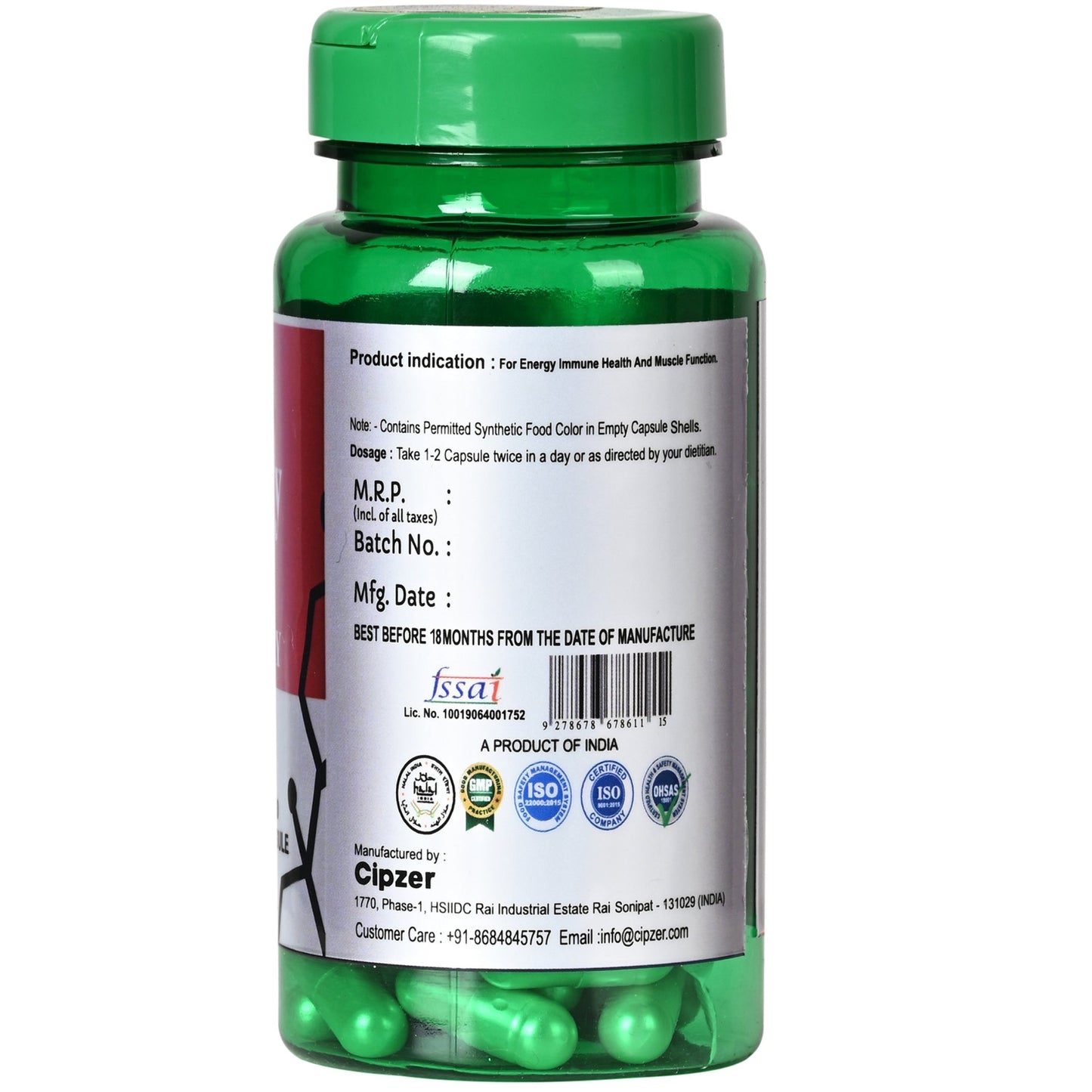 Cipzer Energy Support Everyday 60 Capsules | Daily Herbal Formula For Stamina, Vitality & Immunity