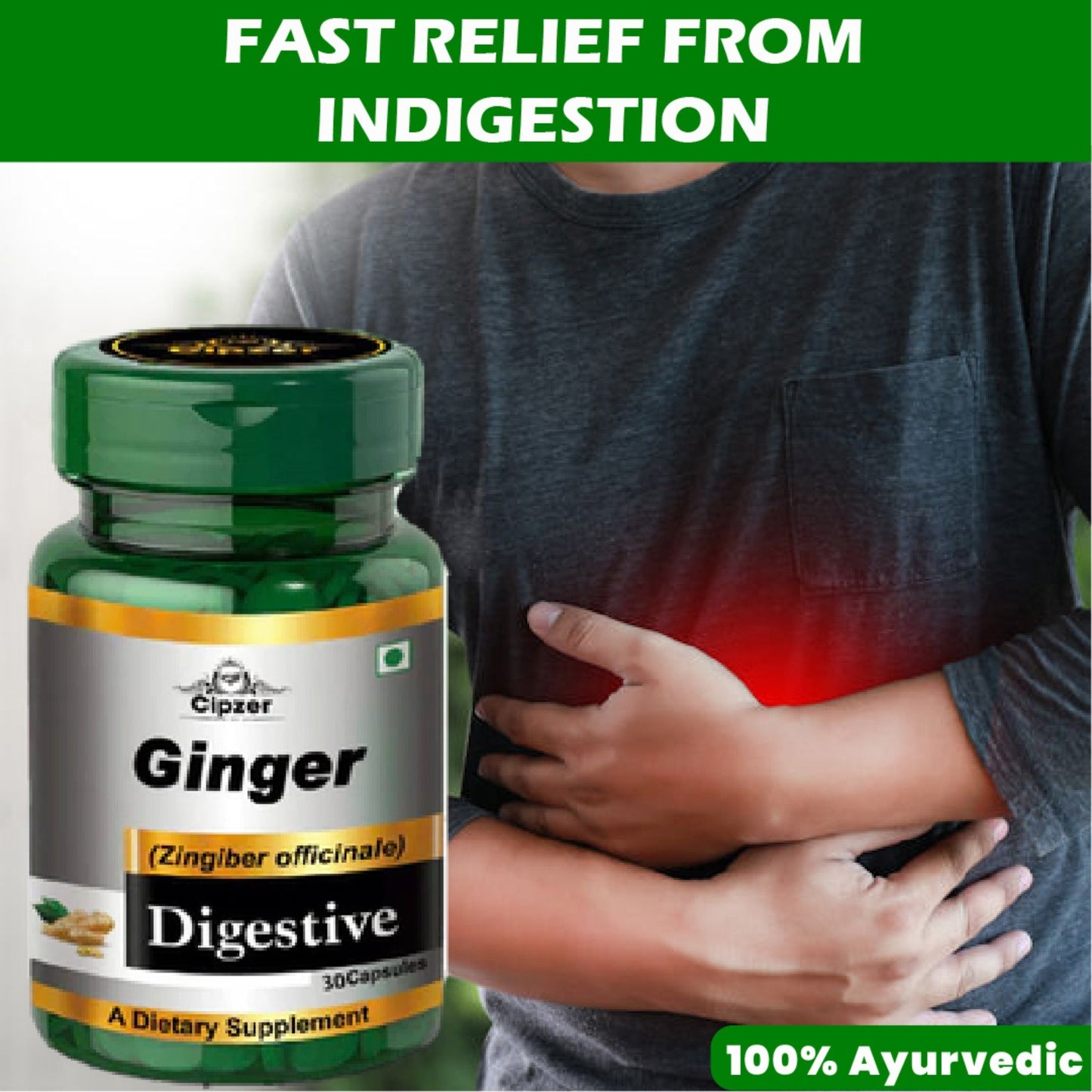 Cipzer Ginger Capsules | Natural Digestive Support, Anti-Inflammatory, Nausea & Immunity Care