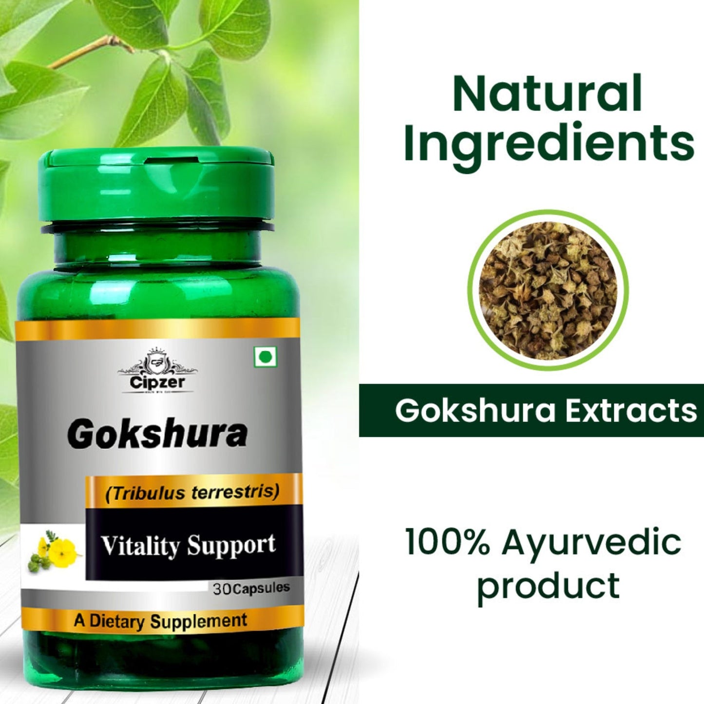 Cipzer Gokshura Capsules | Boosts Strength, Stamina, Libido, Urinary & Reproductive Health