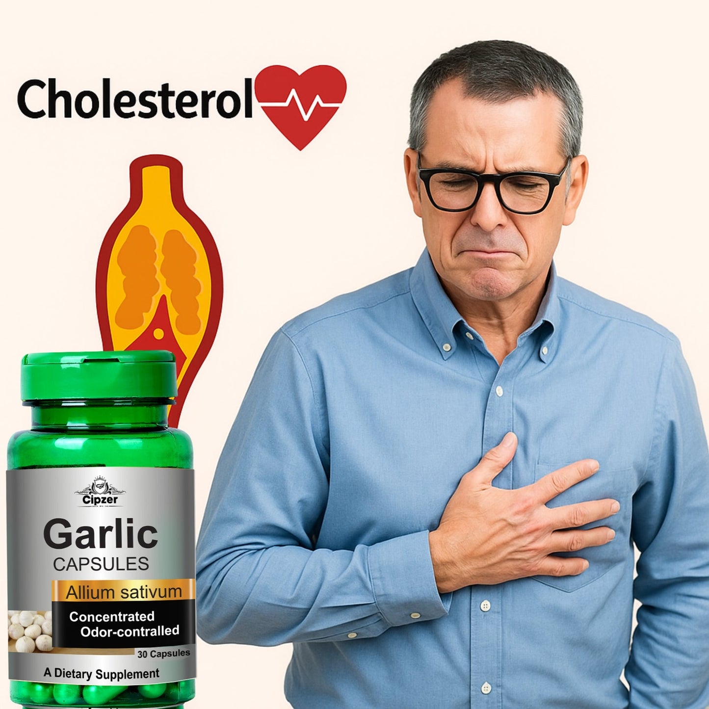 Cipzer Garlic Capsules | Heart Health, Cholesterol, Blood Pressure & Immunity Wellness Support